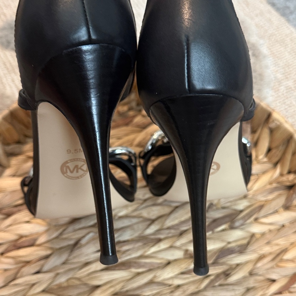 Michael Kors Black Heels with Silver Chain Detail - Picture 5 of 7